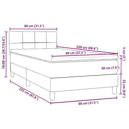 vidaXL Boxspringbett mit Matratze Schwarz 80x220 cm Samt
