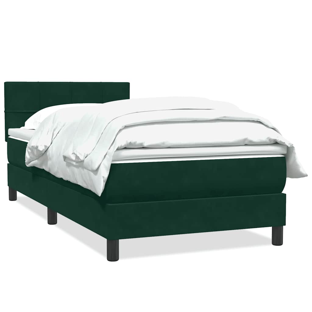 vidaXL Boxspringbett mit Matratze Dunkelgrün 90x220 cm Samt