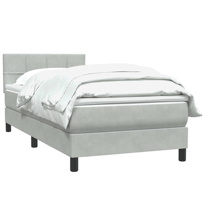 vidaXL Boxspringbett mit Matratze Hellgrau 100x220 cm Samt