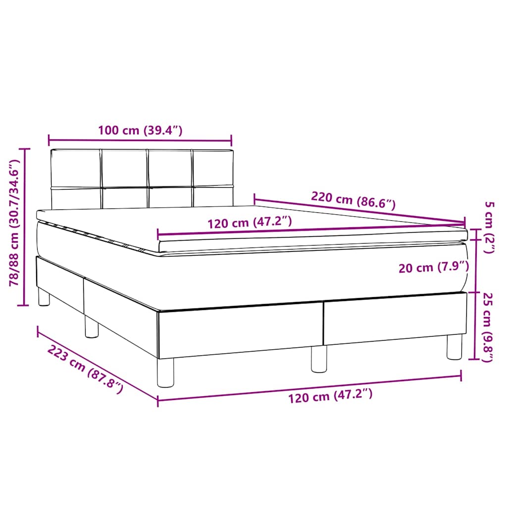 vidaXL Boxspringbett mit Matratze Dunkelgrün 120x220 cm Samt