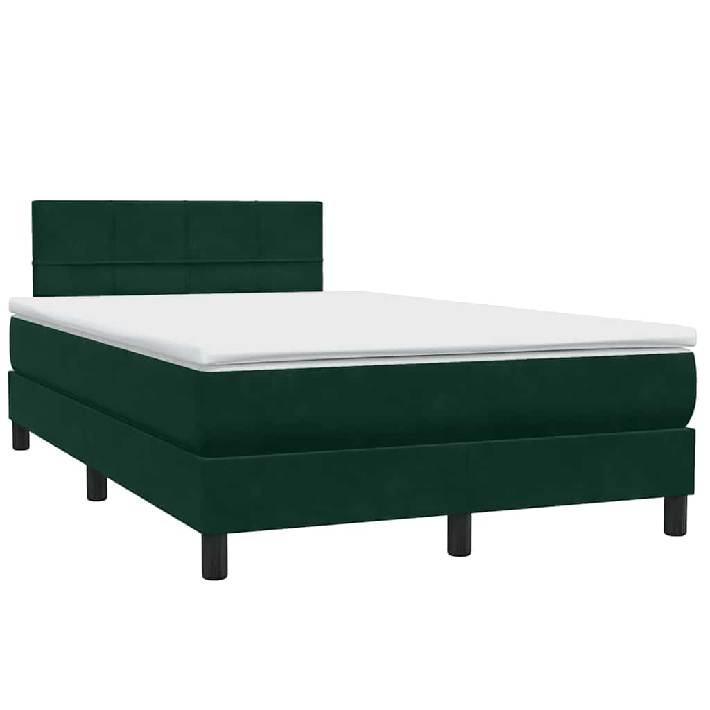 vidaXL Boxspringbett mit Matratze Dunkelgrün 120x220 cm Samt