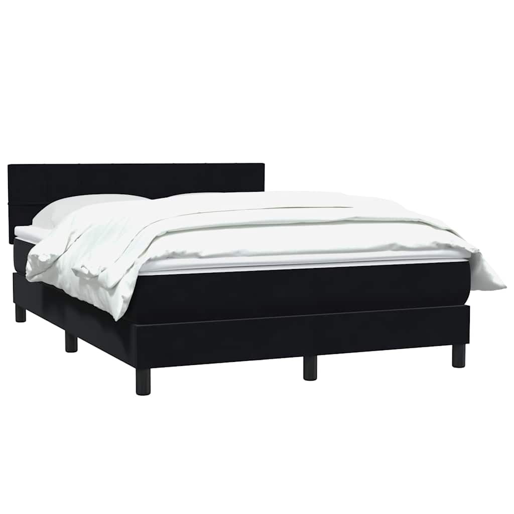 vidaXL Lit tapissier avec matelas Noir 160x220 cm Velours
