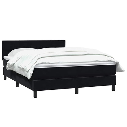 vidaXL Lit tapissier avec matelas Noir 160x220 cm Velours