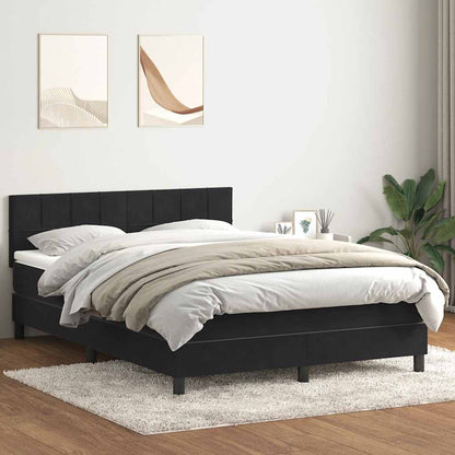vidaXL Lit tapissier avec matelas Noir 160x220 cm Velours