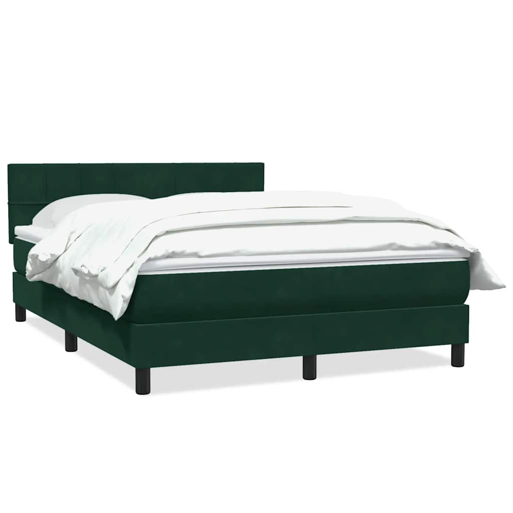 vidaXL Boxspringbett mit Matratze Dunkelgrün 160x220 cm Samt