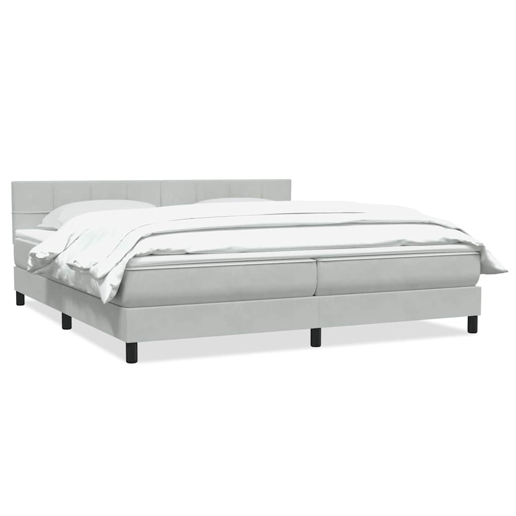 vidaXL Boxspringbett mit Matratze Hellgrau 180x220 cm Samt