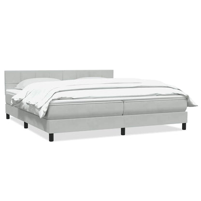 vidaXL Boxspringbett mit Matratze Hellgrau 180x220 cm Samt