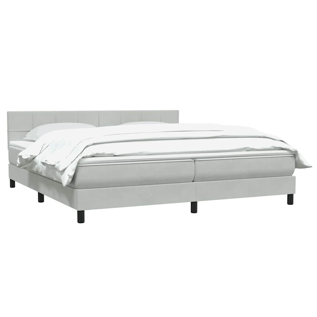 vidaXL Boxspringbett mit Matratze Hellgrau 180x220 cm Samt
