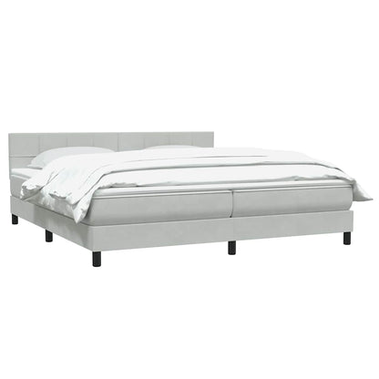 vidaXL Boxspringbett mit Matratze Hellgrau 180x220 cm Samt