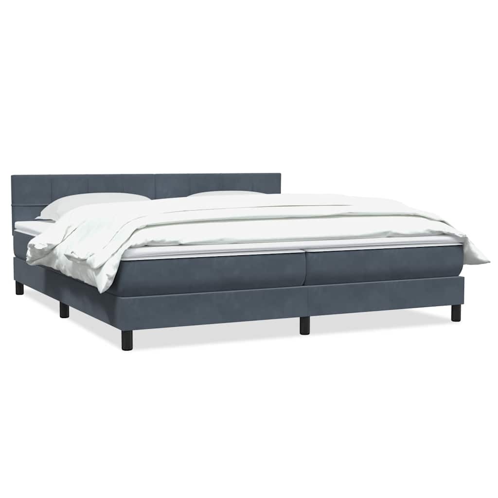 vidaXL Lit coffre avec matelas Gris foncé 180x220 cm Velours