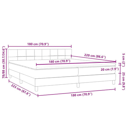 vidaXL Lit coffre avec matelas Gris foncé 180x220 cm Velours
