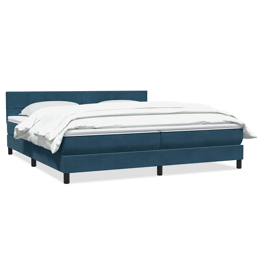 vidaXL Boxspringbett mit Matratze Dunkelblau 180x220 cm Samt