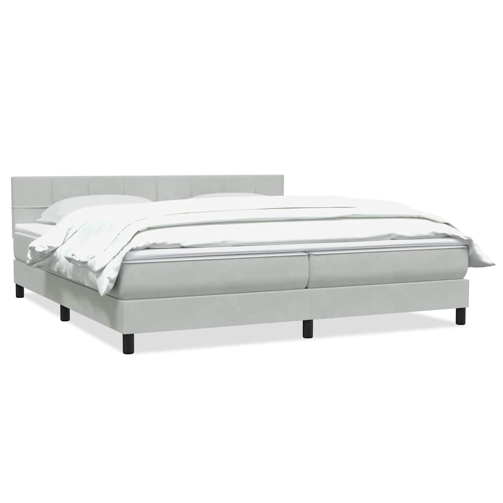 vidaXL Boxspringbett mit Matratze Hellgrau 200x220 cm Samt