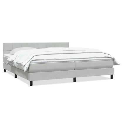 vidaXL Boxspringbett mit Matratze Hellgrau 200x220 cm Samt