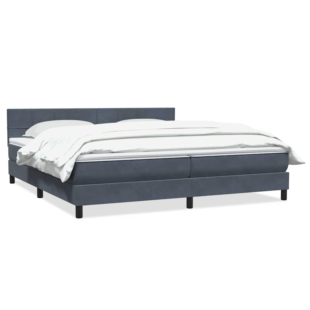 vidaXL Boxspringbett mit Matratze Dunkelgrau 200x220 cm Samt