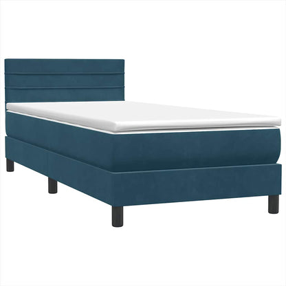 vidaXL Boxspringbett mit Matratze Dunkelblau 80x210 cm Samt