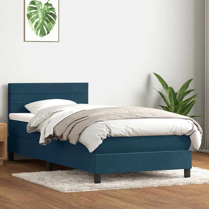 vidaXL Boxspringbett mit Matratze Dunkelblau 80x210 cm Samt
