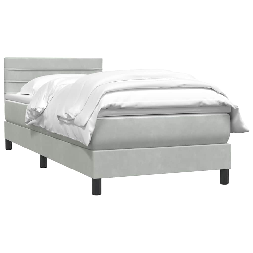 vidaXL Boxspringbett mit Matratze Hellgrau 90x210 cm Samt