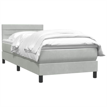 vidaXL Boxspringbett mit Matratze Hellgrau 90x210 cm Samt