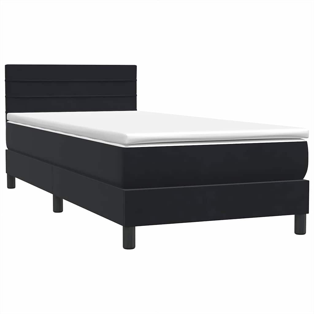 vidaXL Boxspringbett mit Matratze Schwarz 90x210 cm Samt