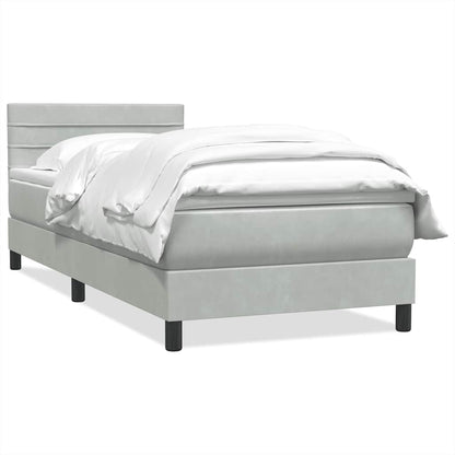 vidaXL Boxspringbett mit Matratze Hellgrau 100x210 cm Samt