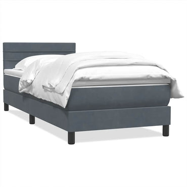 vidaXL Boxspringbett mit Matratze Dunkelgrau 100x210 cm Samt