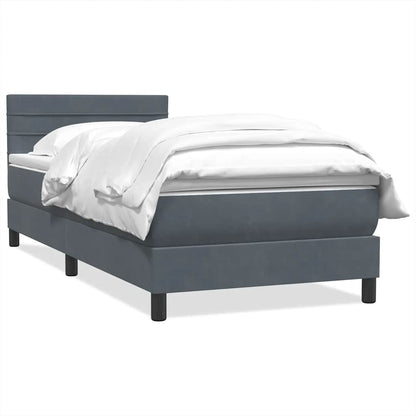 vidaXL Boxspringbett mit Matratze Dunkelgrau 100x210 cm Samt