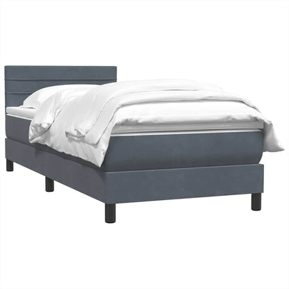 vidaXL Boxspringbett mit Matratze Dunkelgrau 100x210 cm Samt
