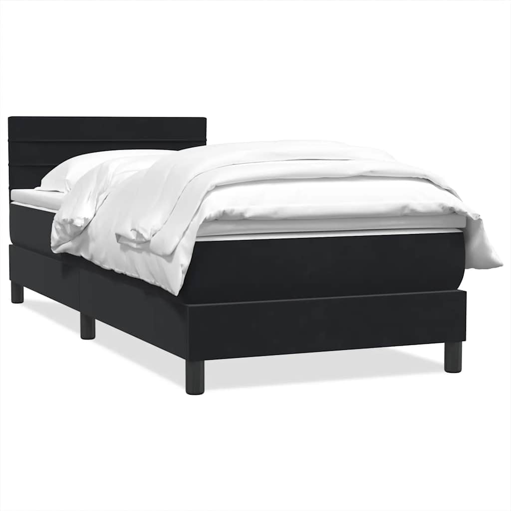 vidaXL Boxspringbett mit Matratze Schwarz 100x210 cm Samt