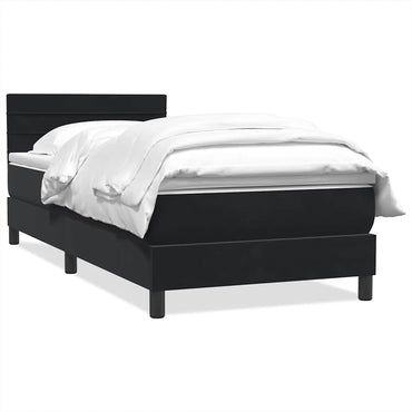vidaXL Boxspringbett mit Matratze Schwarz 100x210 cm Samt