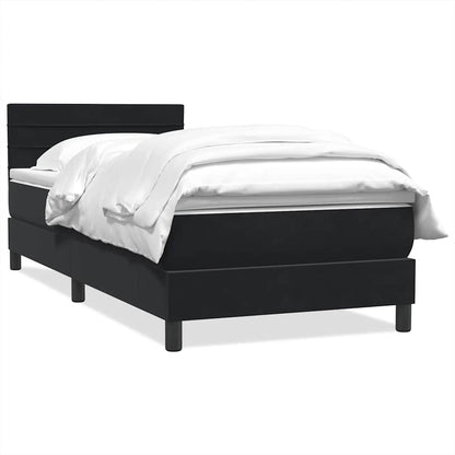 vidaXL Boxspringbett mit Matratze Schwarz 100x210 cm Samt