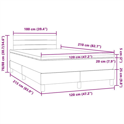 vidaXL Boxspringbett mit Matratze Dunkelblau 120x210 cm Samt