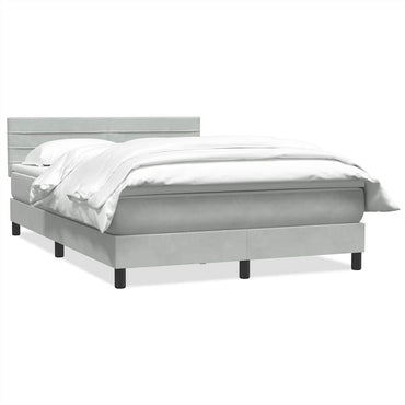 vidaXL Boxspringbett mit Matratze Hellgrau 140x210 cm Samt