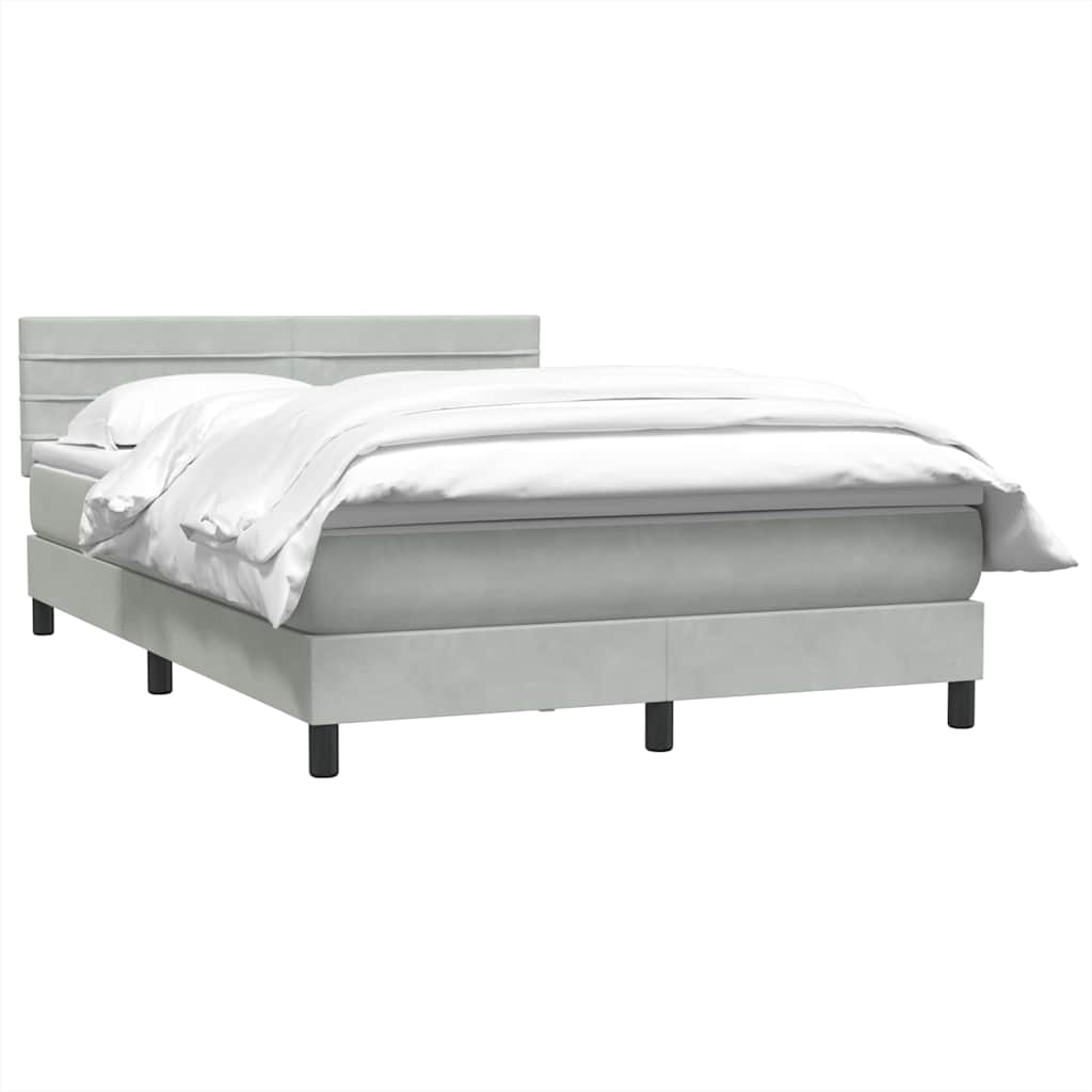 vidaXL Boxspringbett mit Matratze Hellgrau 140x210 cm Samt