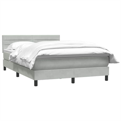 vidaXL Boxspringbett mit Matratze Hellgrau 140x210 cm Samt
