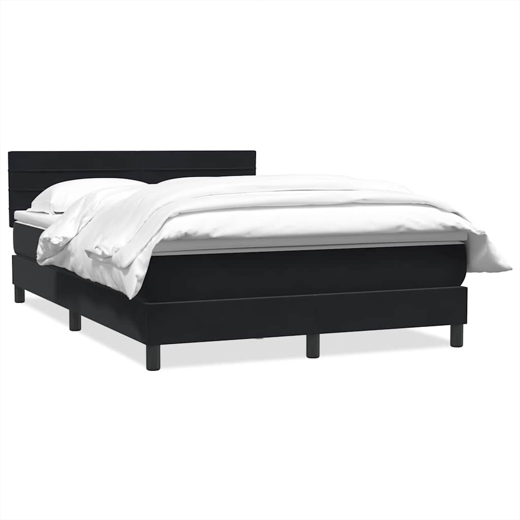 vidaXL Lit double boxspring avec matelas Velours noir 140x210 cm