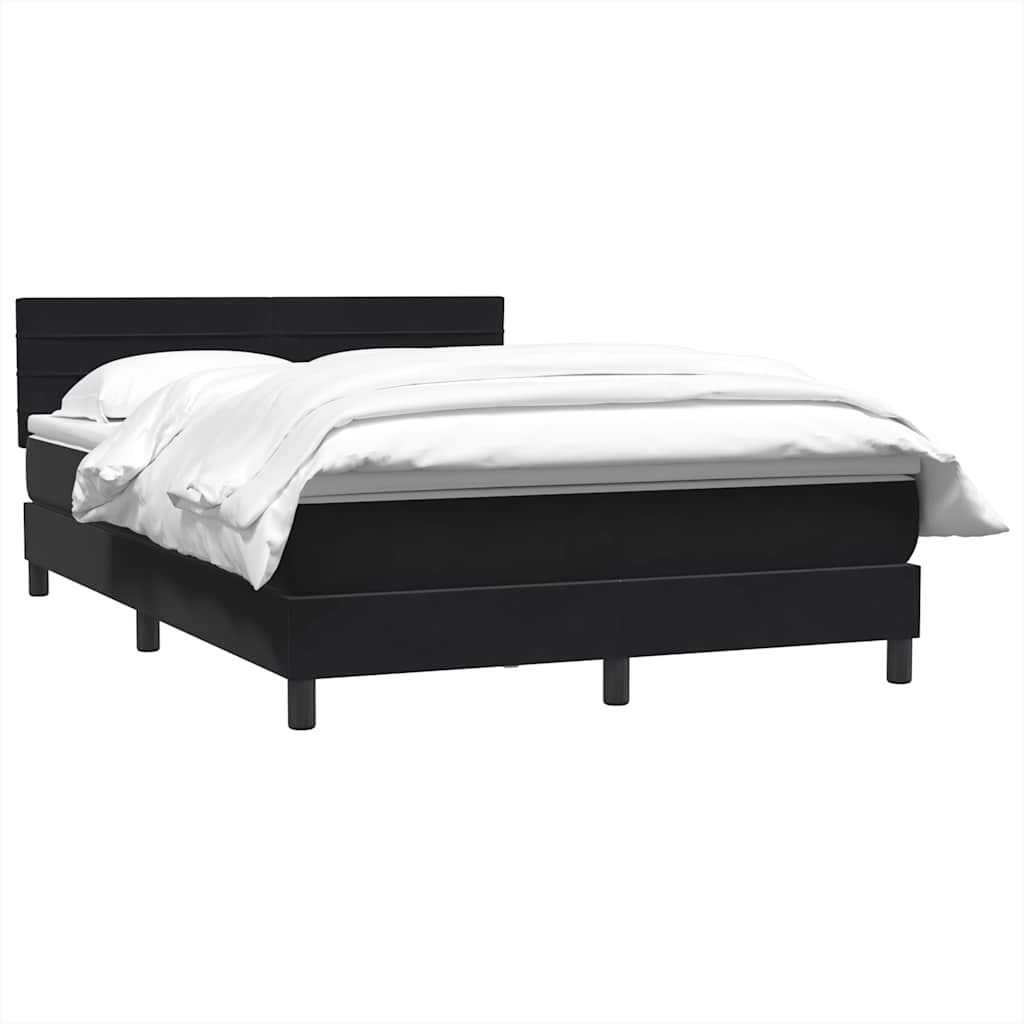 vidaXL Lit double boxspring avec matelas Velours noir 140x210 cm