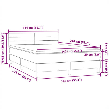 vidaXL Lit double boxspring avec matelas Velours noir 140x210 cm