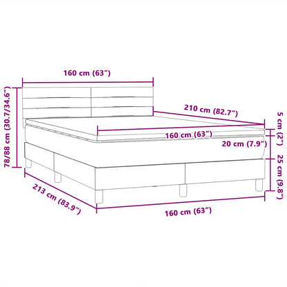 vidaXL Boxspringbett mit Matratze Schwarz 160x210 cm Samt