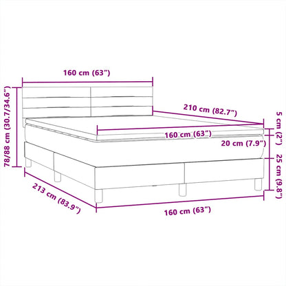 vidaXL Boxspringbett mit Matratze Rosa 160x210 cm Samt