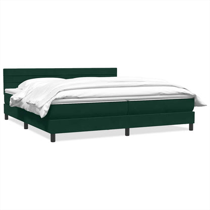 vidaXL Boxspringbett mit Matratze Dunkelgrün 180x210 cm Samt