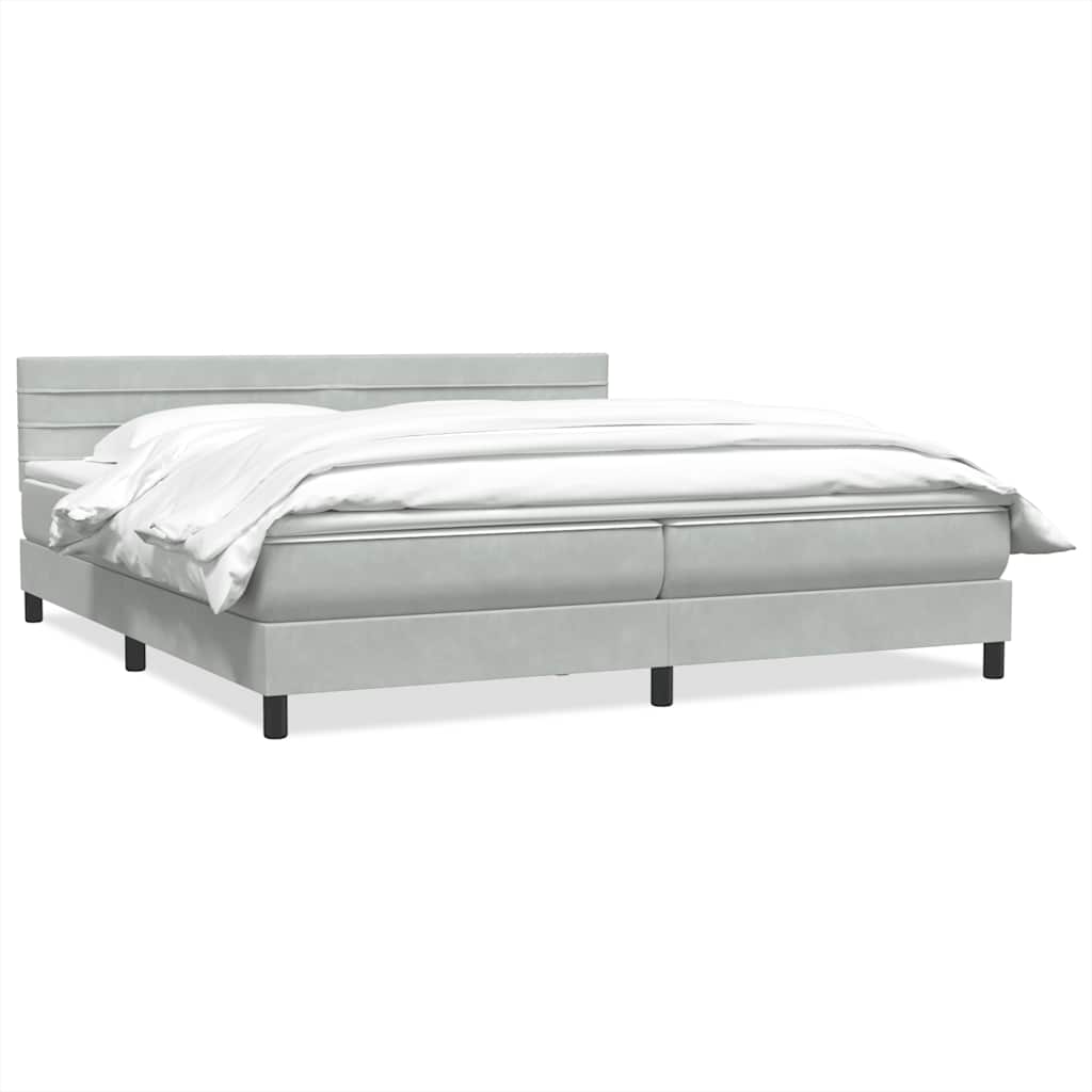 vidaXL Boxspringbett mit Matratze Hellgrau 200x210 cm Samt