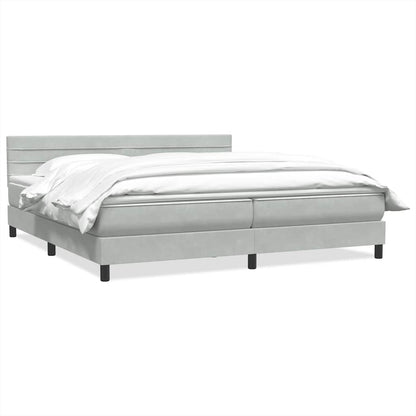 vidaXL Boxspringbett mit Matratze Hellgrau 200x210 cm Samt