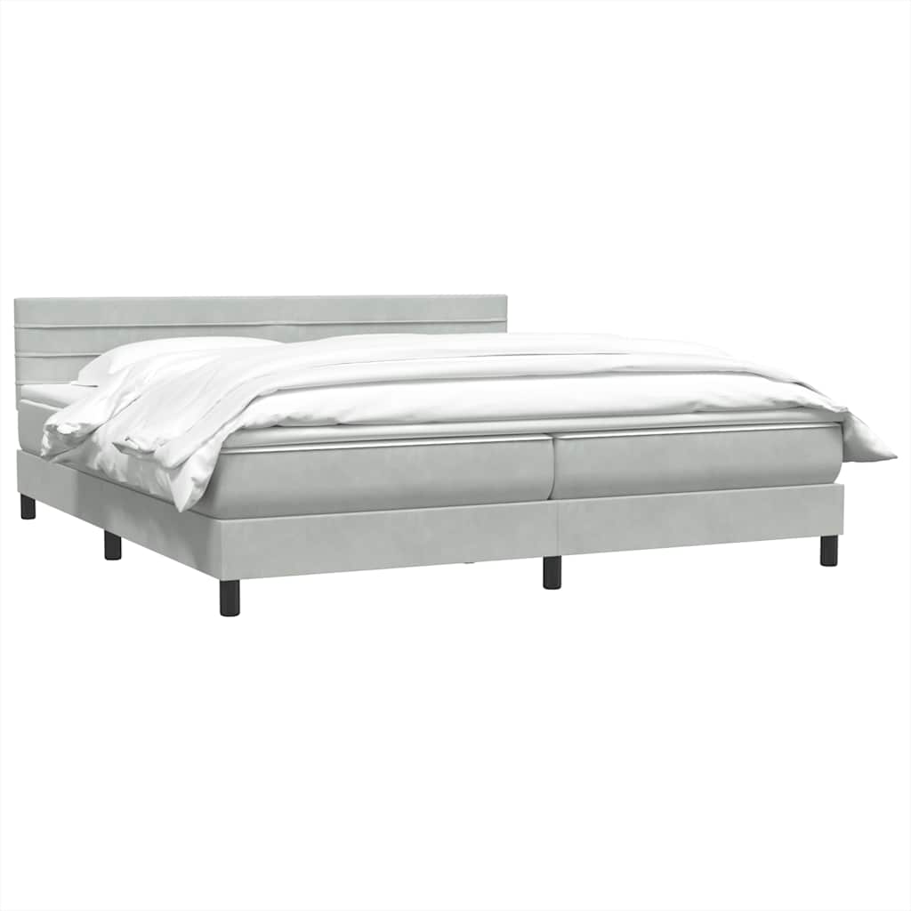 vidaXL Boxspringbett mit Matratze Hellgrau 200x210 cm Samt