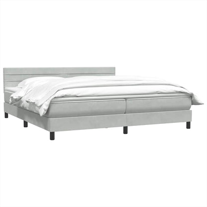 vidaXL Boxspringbett mit Matratze Hellgrau 200x210 cm Samt