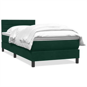 vidaXL Boxspringbett mit Matratze Dunkelgrün 80x220 cm Samt