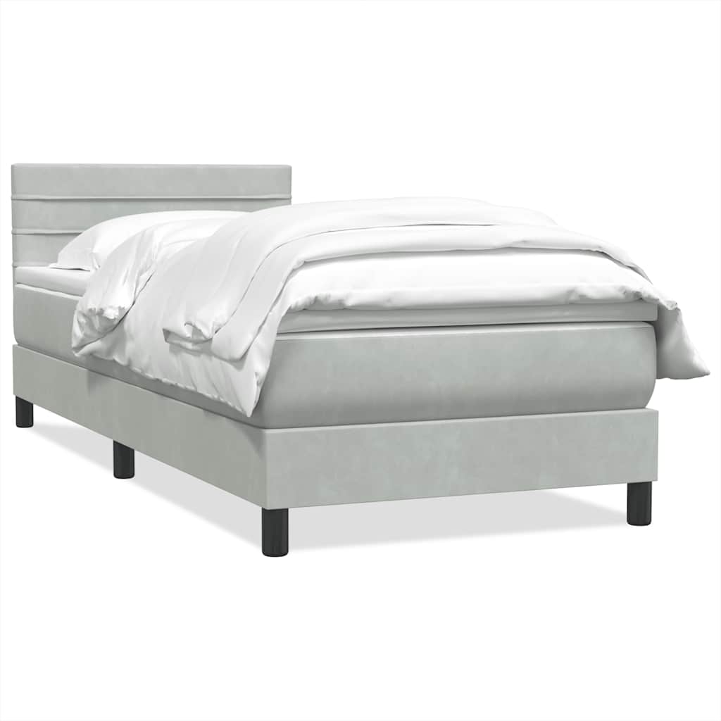 vidaXL Boxspringbett mit Matratze Hellgrau 90x220 cm Samt