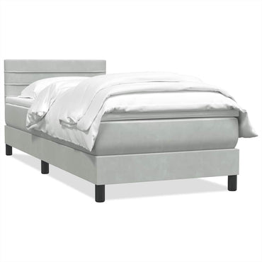 vidaXL Boxspringbett mit Matratze Hellgrau 90x220 cm Samt