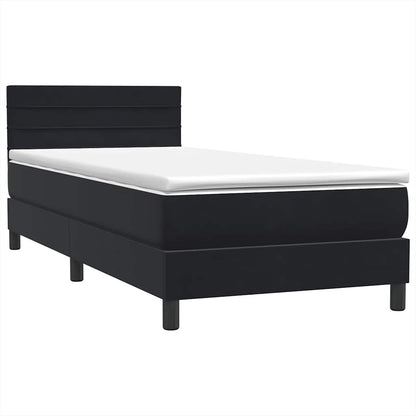vidaXL Boxspringbett mit Matratze Schwarz 90x220 cm Samt