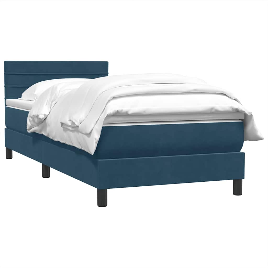 vidaXL Lit coffre avec matelas Bleu foncé 90x220 cm Velours